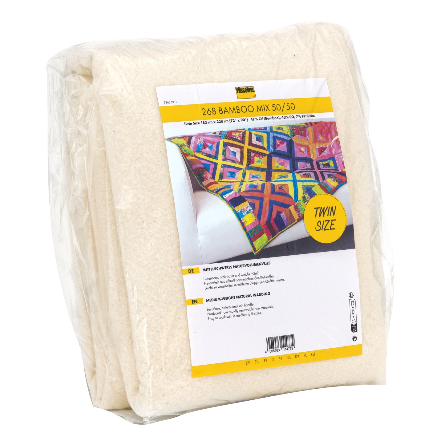 Cotton Bamboo Blend Quilt Batting 72'' x 90'' (Twin)