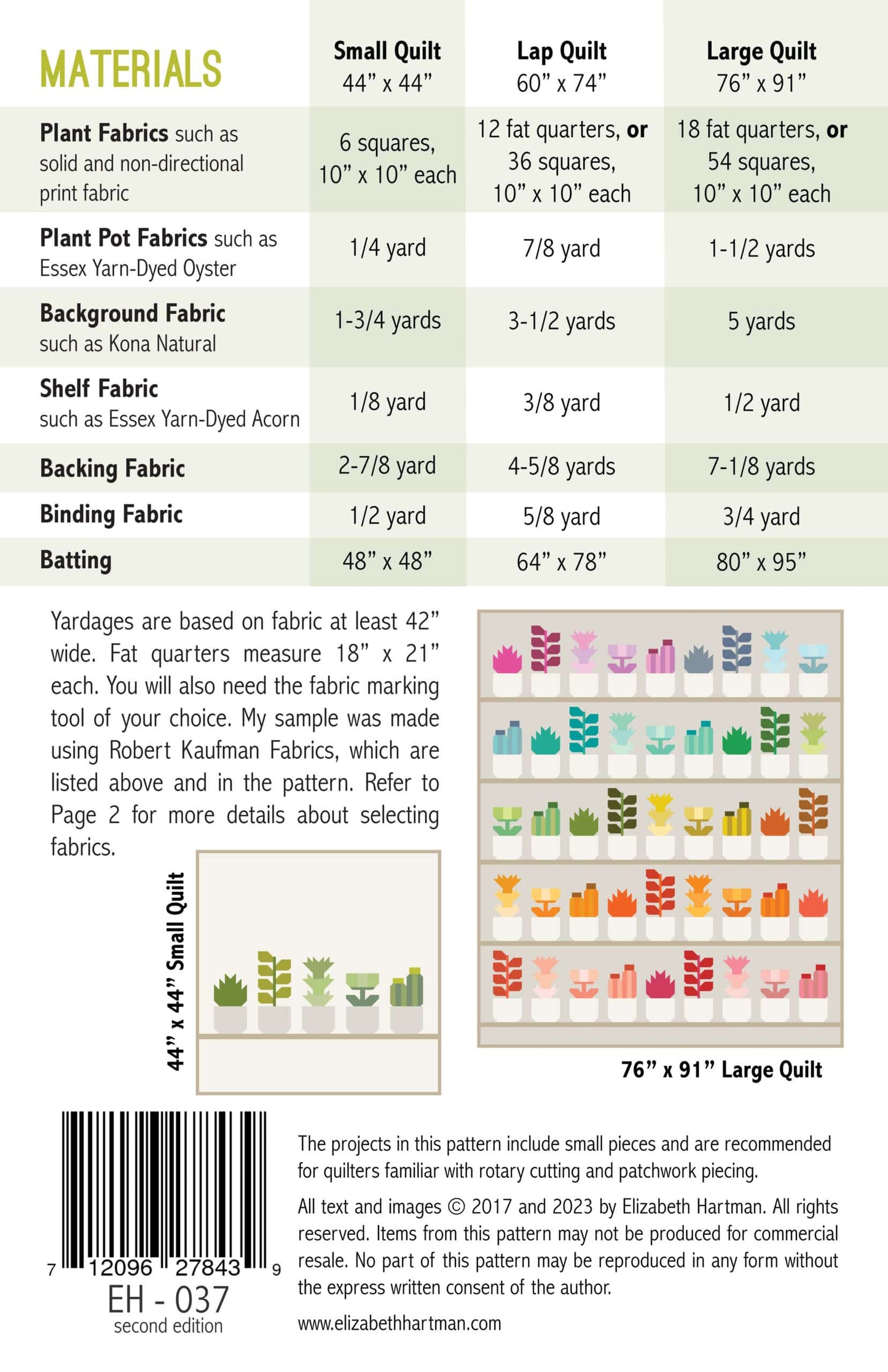 Greenhouse quilt - paper pattern