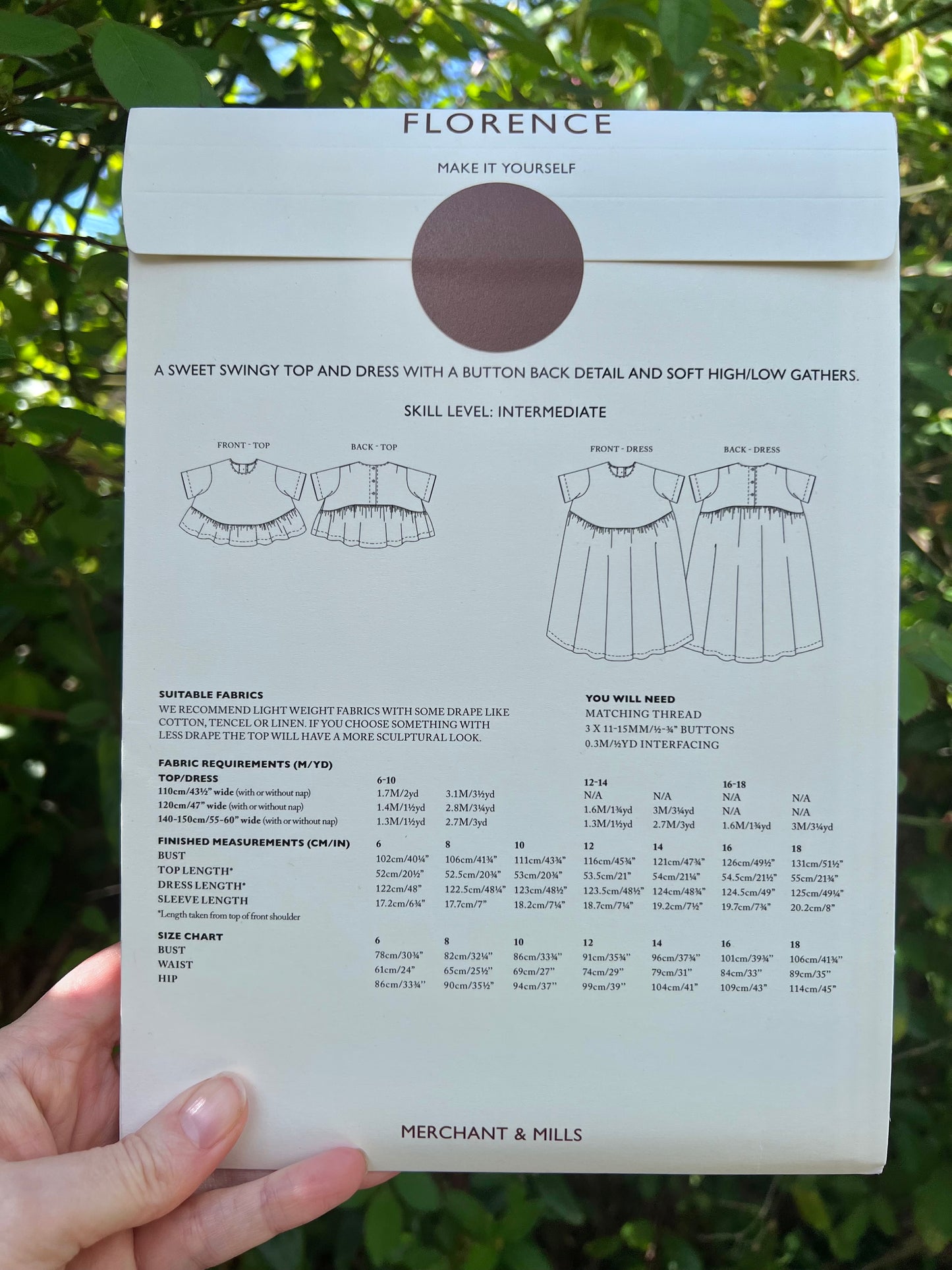 The Florence Sewing pattern UK 6-18