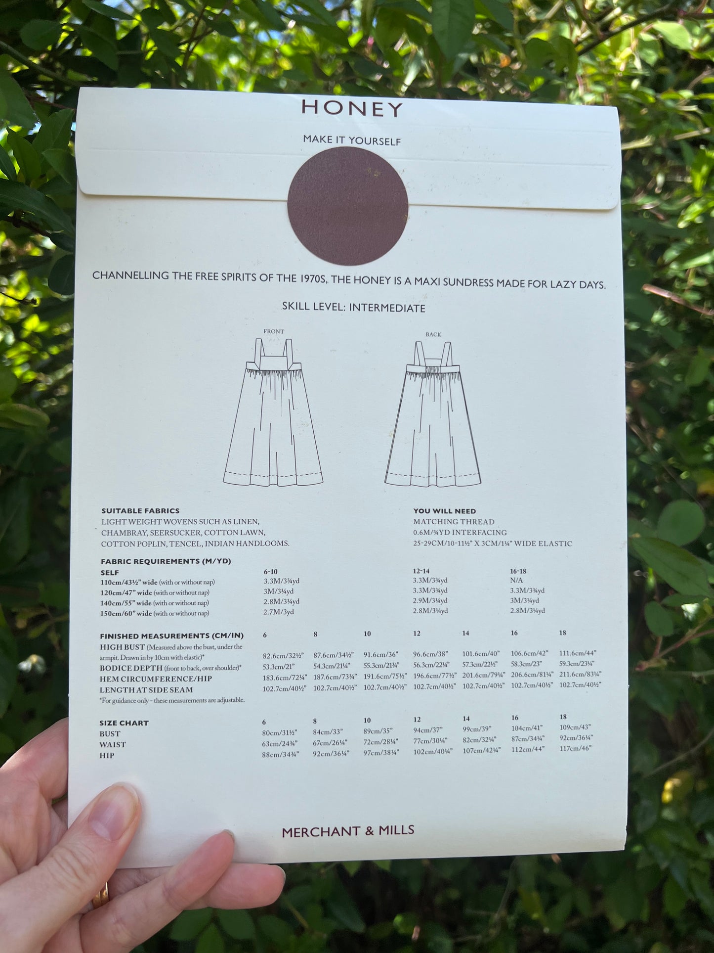 The Honey Sewing Pattern UK 6-18