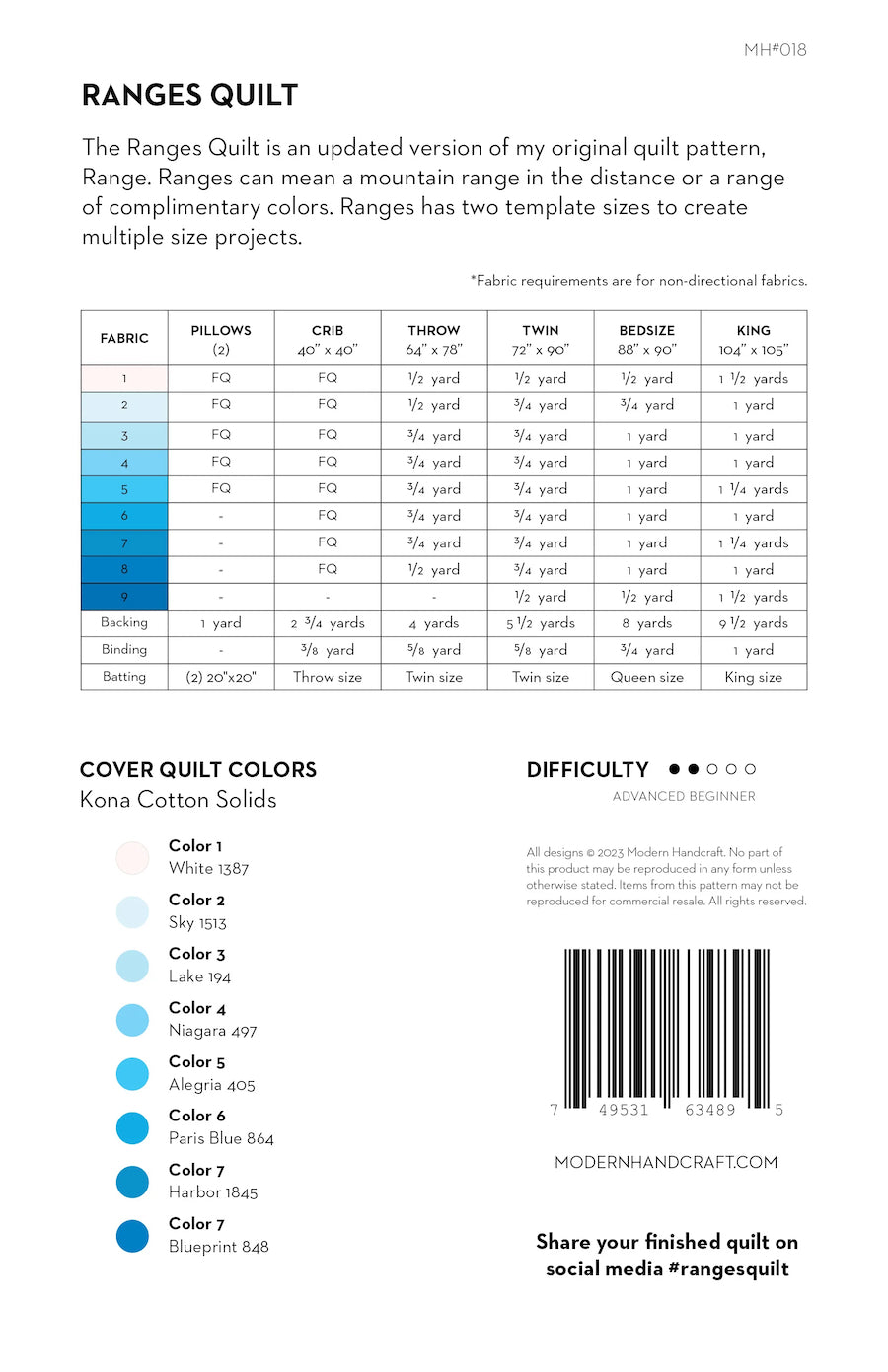 Ranges Quilt Pattern