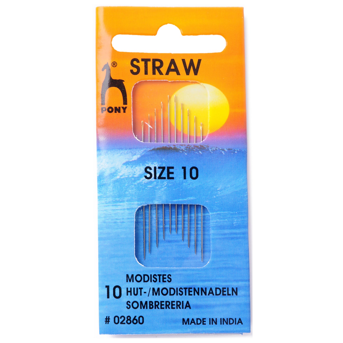 Pony Straw Milliners needles size 10
