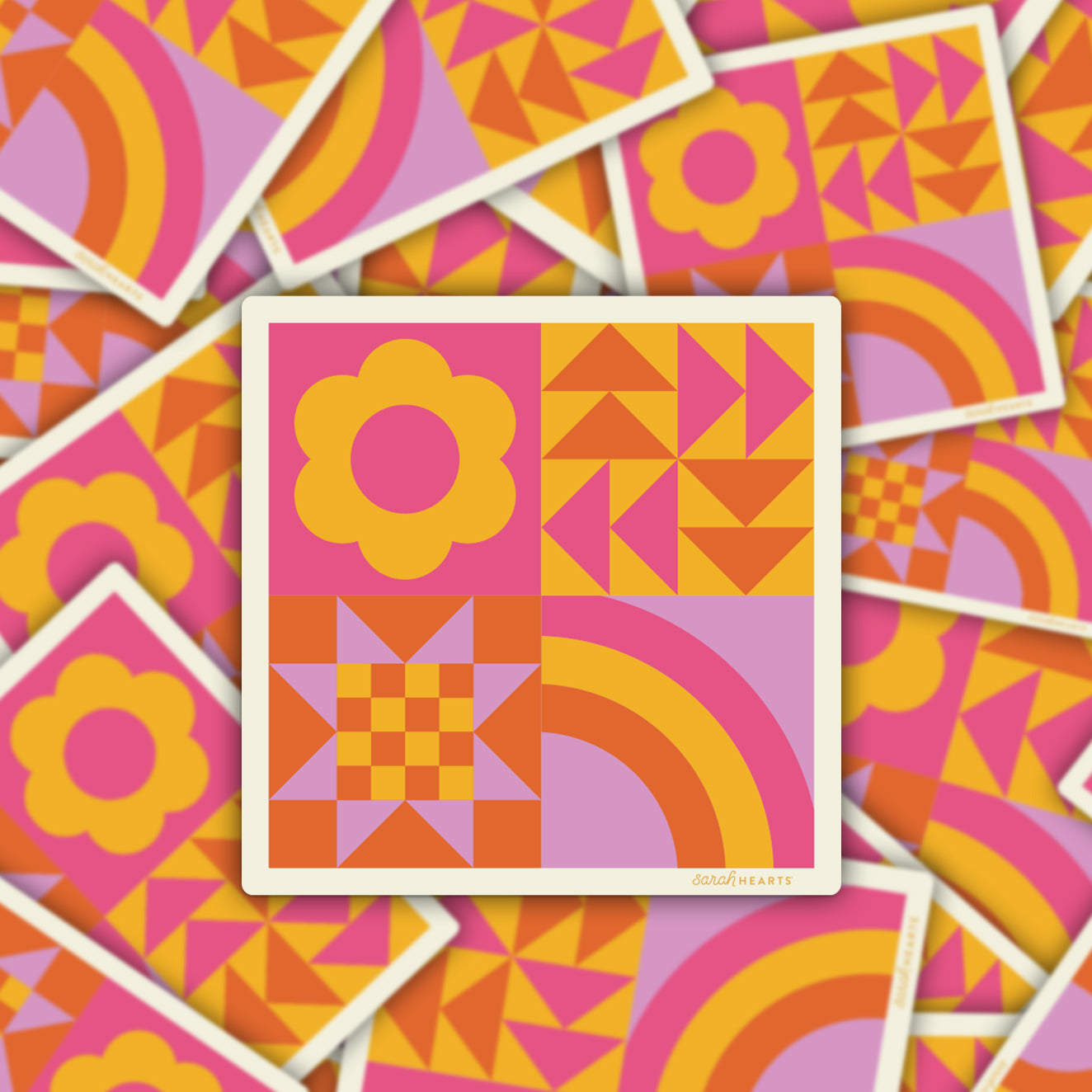 Colourful Quilt Block sticker