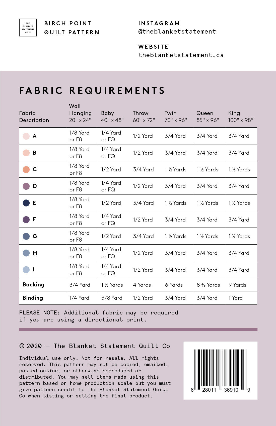 Birch Point quilt pattern