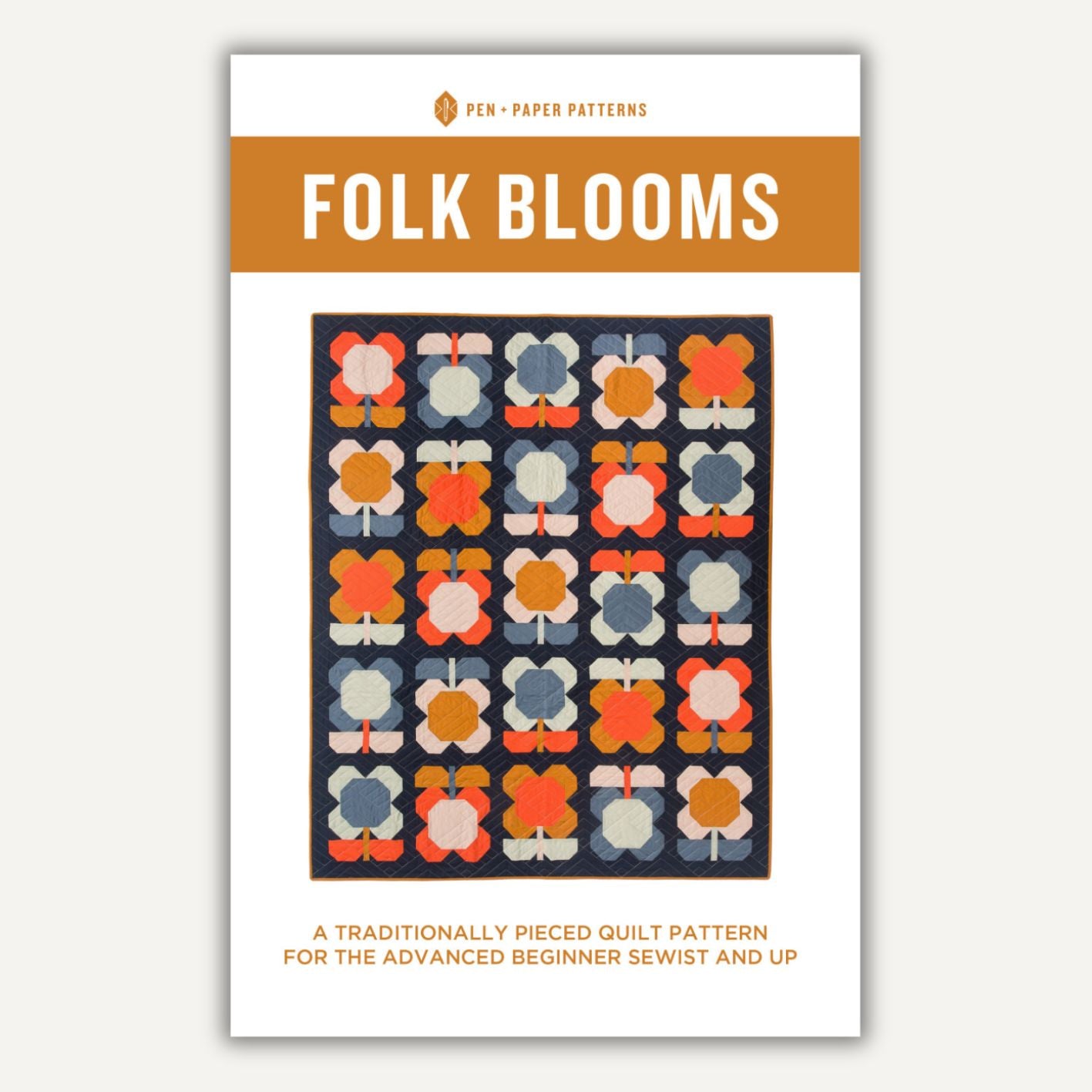 Folk Blooms quilt - paper pattern