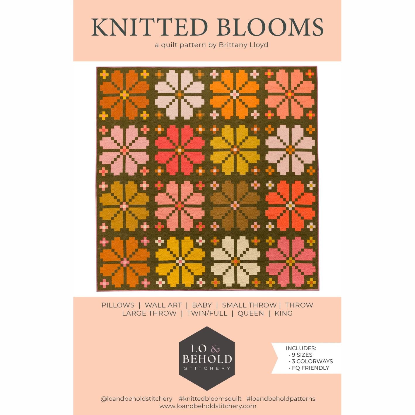 Knitted Blooms quilt pattern