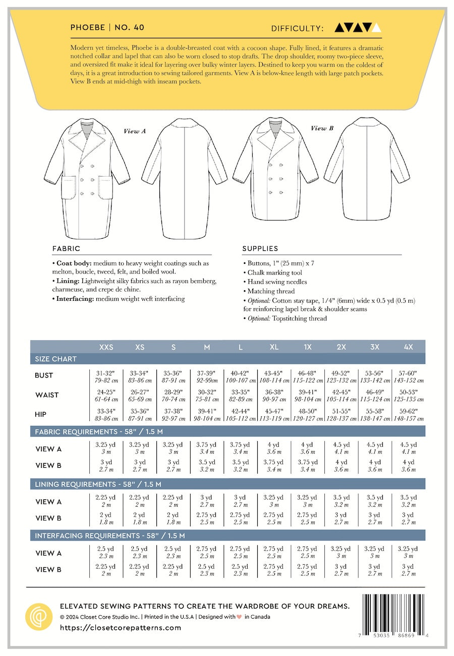 Phoebe Coat Sewing Pattern