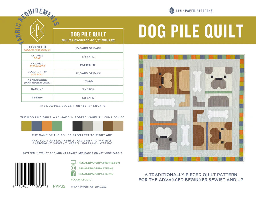 Dog Pile quilt - paper pattern