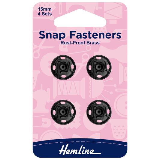 Black Snap Fasteners 15mm
