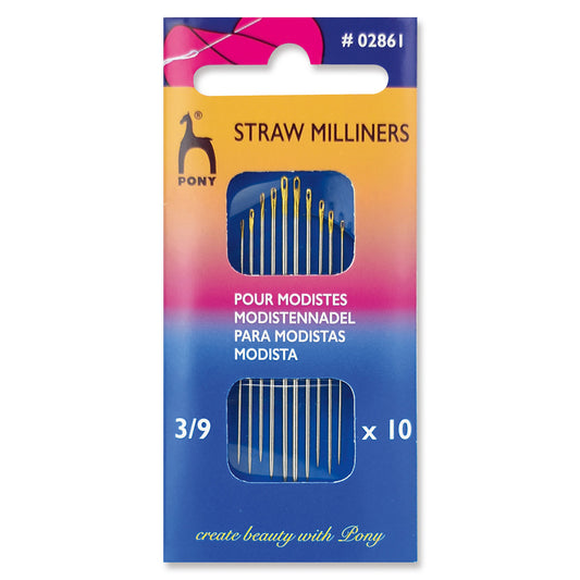 Pony Straw Milliners needles size 3-9