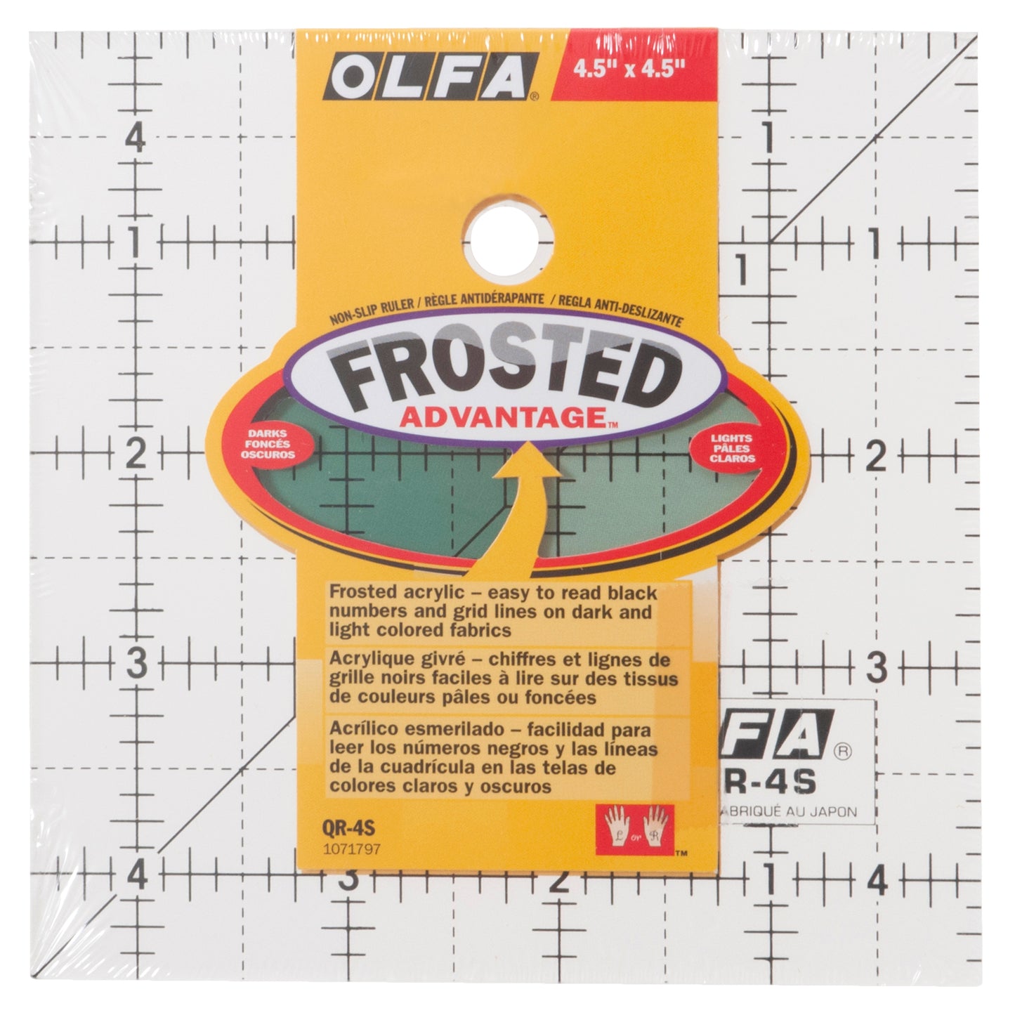 Olfa Frosted Advantage quilting ruler 4.5'' x 4.5''