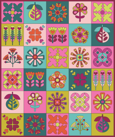 Christmas Blomma Quilt  - Christmas in Color bundle
