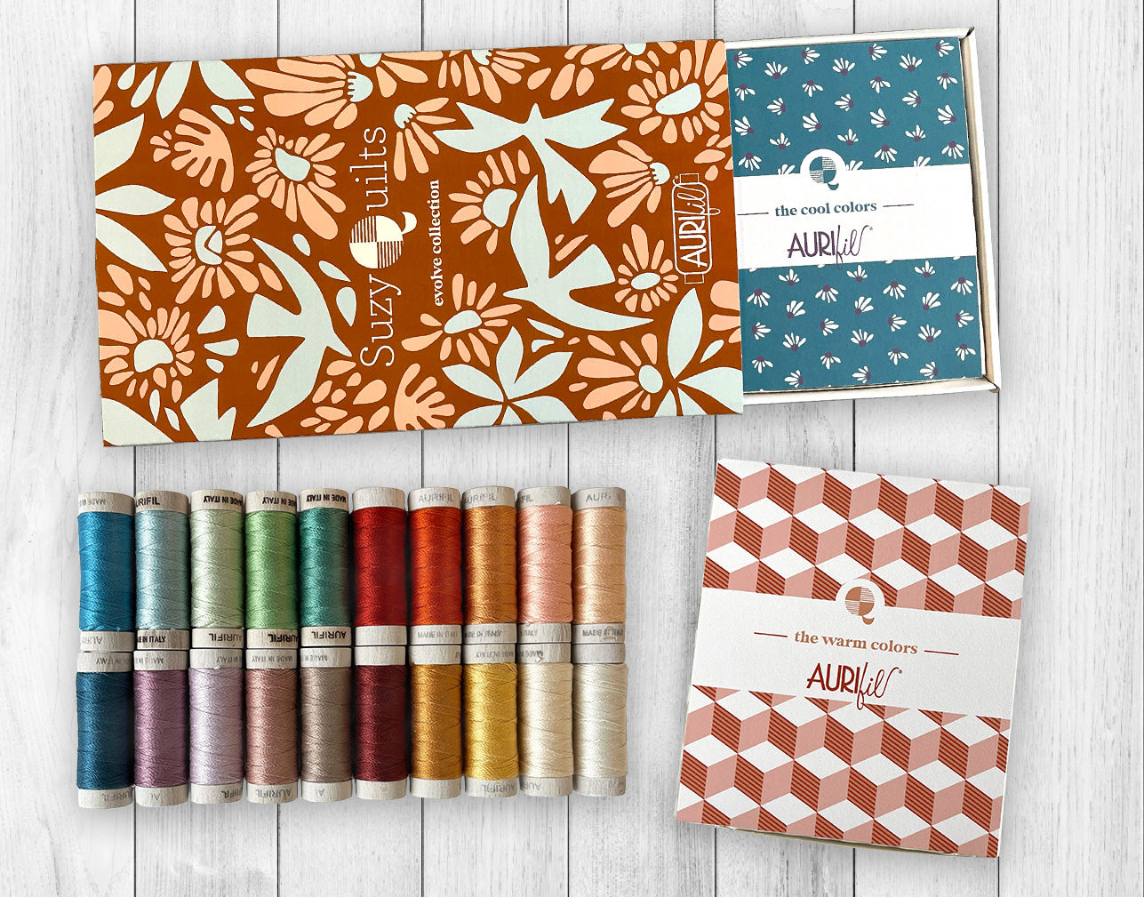 FEBRUARY Aurifil 8w cotton thread - Evolve collection by Suzy Quilts