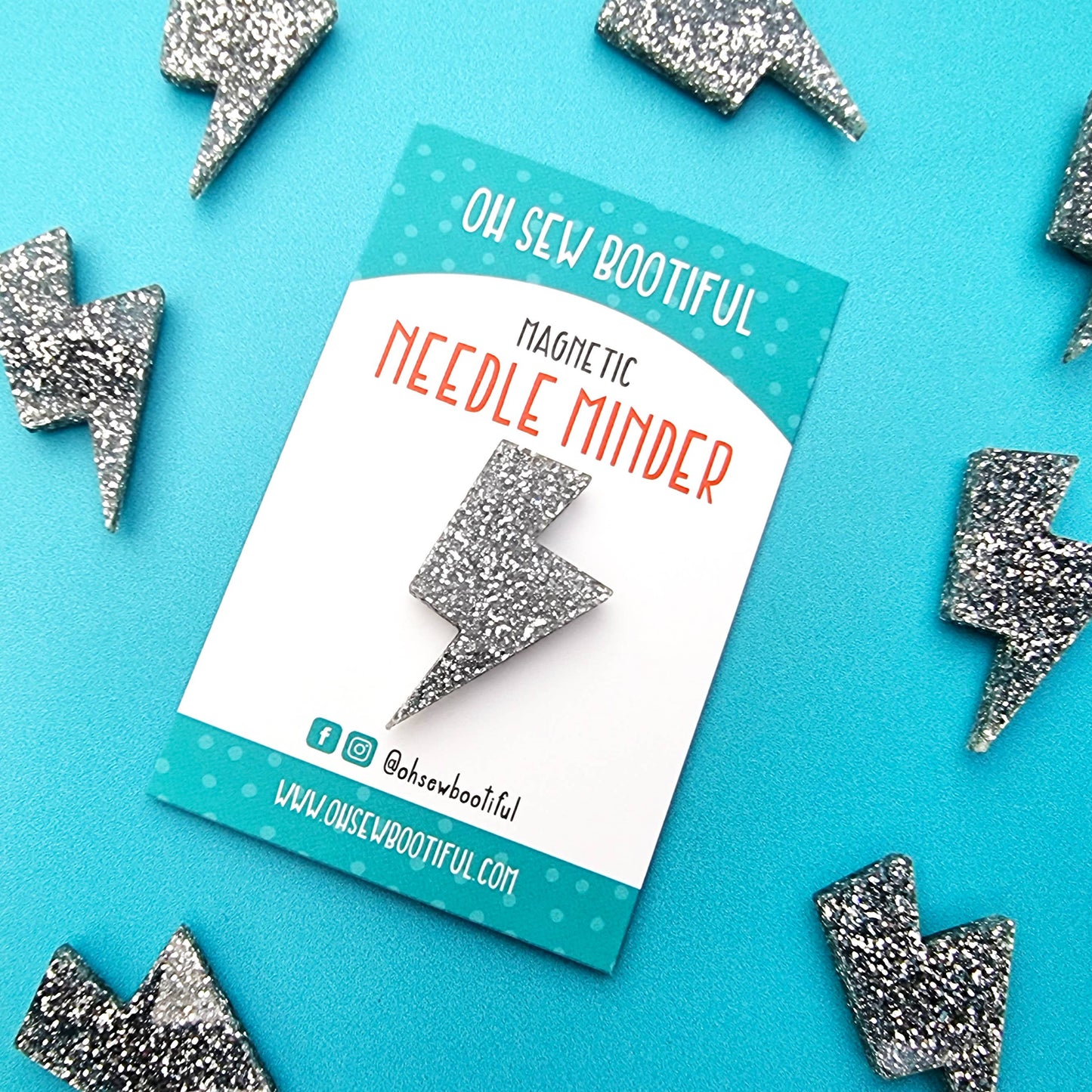 Lightning Bolt Glitter Magnetic Needle Minder