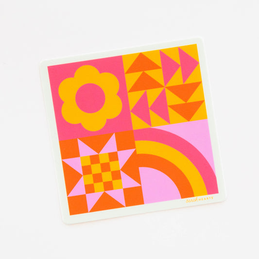 Colourful Quilt Block sticker