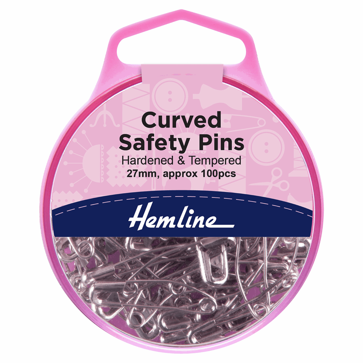 Hemline curved basting pins